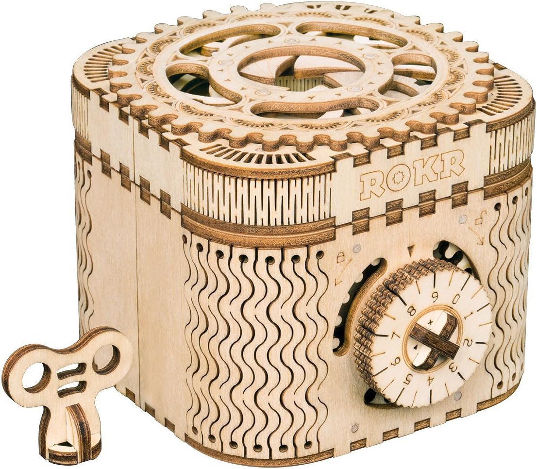 ROKR 3D Wooden Puzzle Mechanical Treasure Box Model DIY Brain Teaser Projects for Adult Kid Age 14 