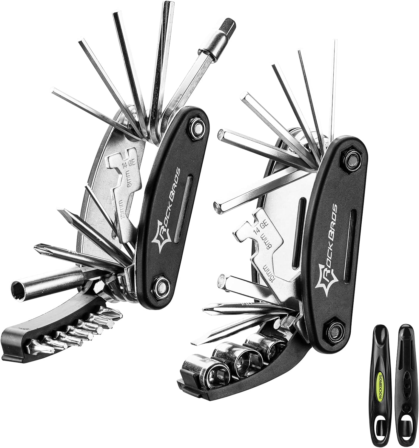 ROCKBROS Bike Repair Kits 16 In 1 Multi-Function Bike Tool Kits Portable Foldable Bike Multitool Cycling Tool Kit Bike Tool Allen Wrench Tire Levers