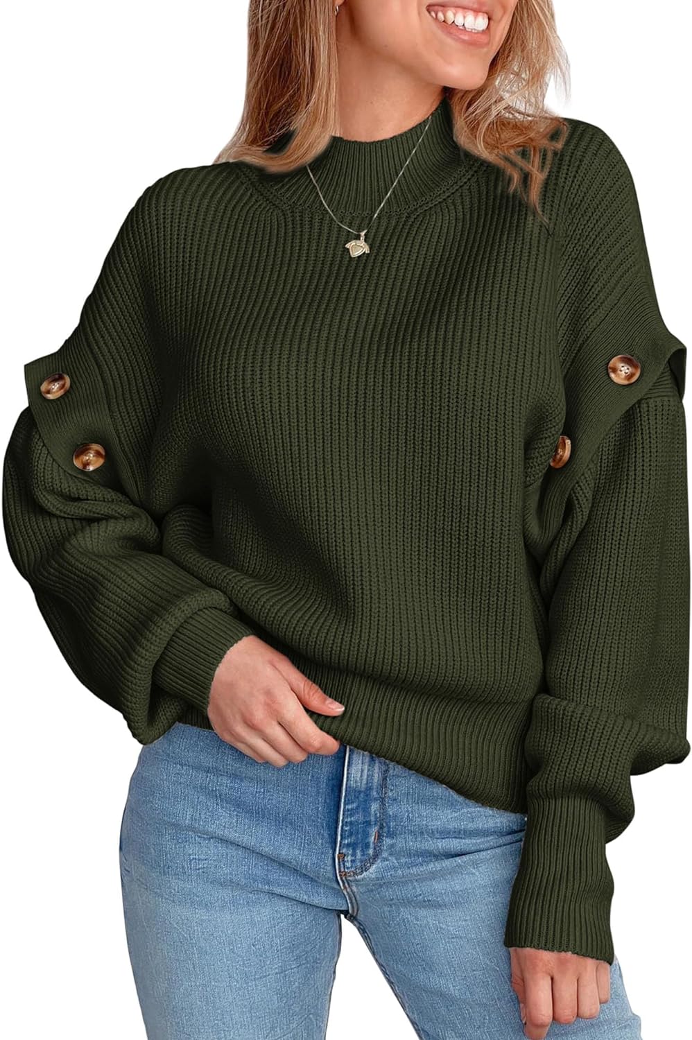 PRETTYGARDEN Women' Knit Pullover Sweater 2024 Fall Fashion Clothes Long Sleeve Mock Neck Blouse Tops