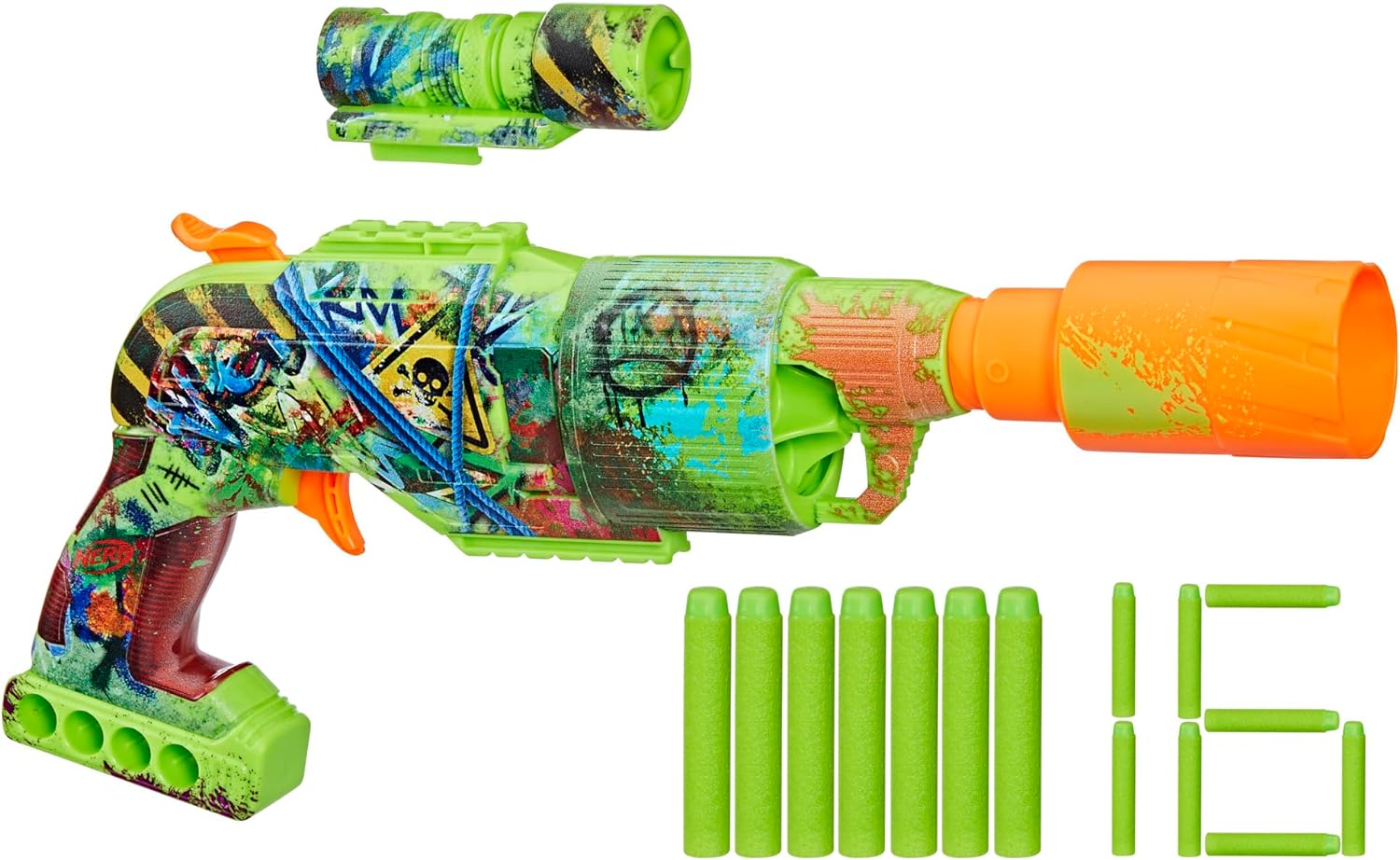 This is a really cool blaster! It' very fun and unique, but has that old school Zombie Strike feel to it as well as a sort of blend between a Hammershot and a Sweet Revenge. One of the unique things is that when you do prime the hammer back, it returns to the top, so it doesn't lock in place, which is kind of neat. Reloading is easy, and there' enough space to put two darts in at a time on each side. And the front attachment is wide enough to not cause any interference with the dart, while the