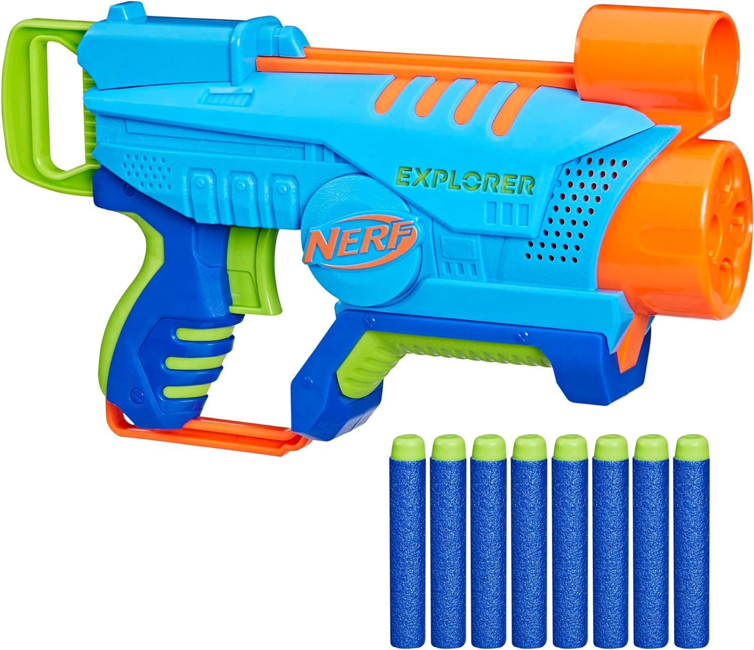 My 4.5 year old son has some friends who are older and use nerf guns but he struggled with cocking it. This gun is great. It is very easy for him manage. The bullets are just placed in the gun and then one easy pull back. He can do it all on his own which is great. The only downside is it only holds 4 bullets so a lot of reloading but it works great for his age.