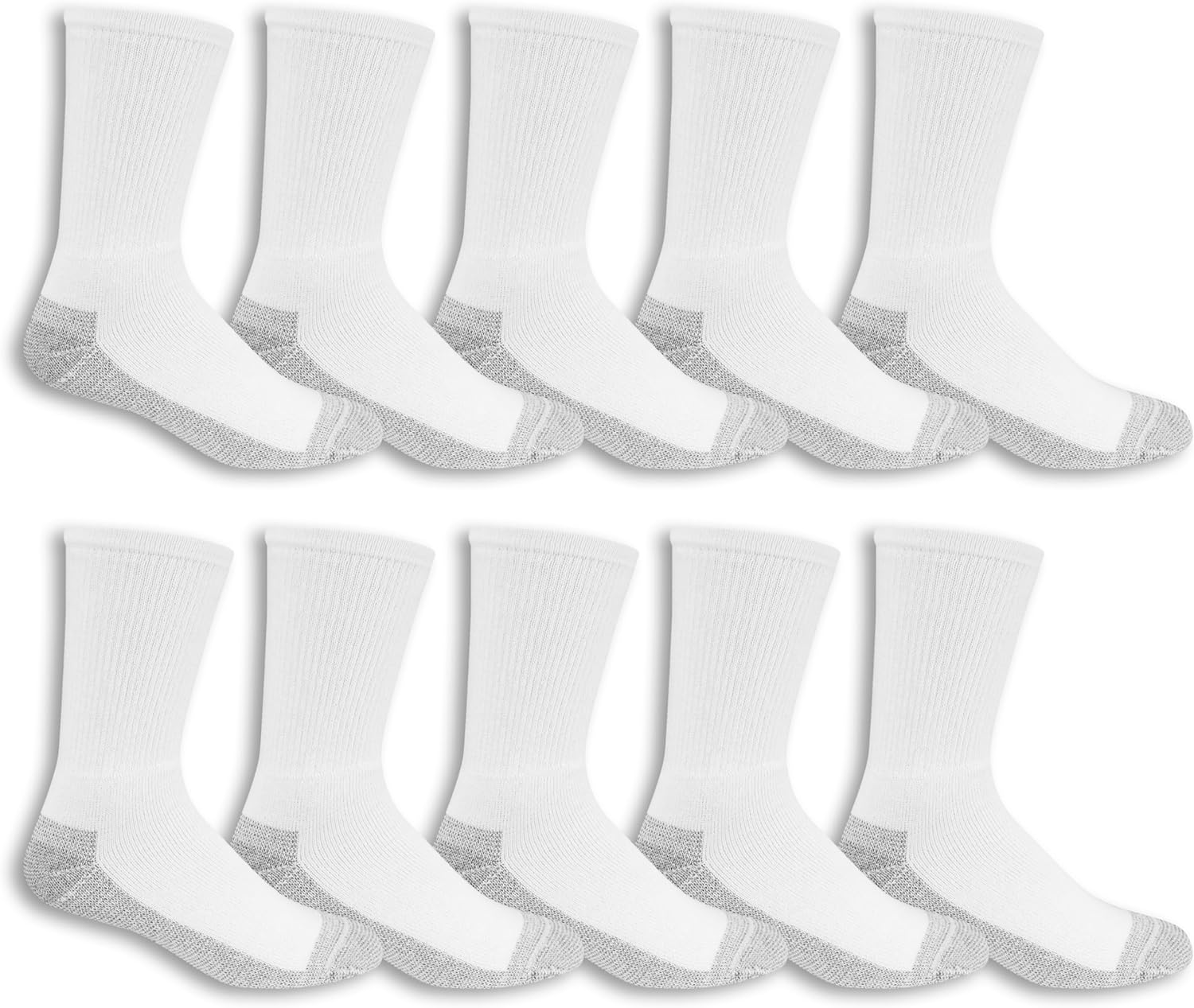 Fruit of the Loom Men' Cushioned Durable Cotton Work Gear Socks with Moisture Wicking