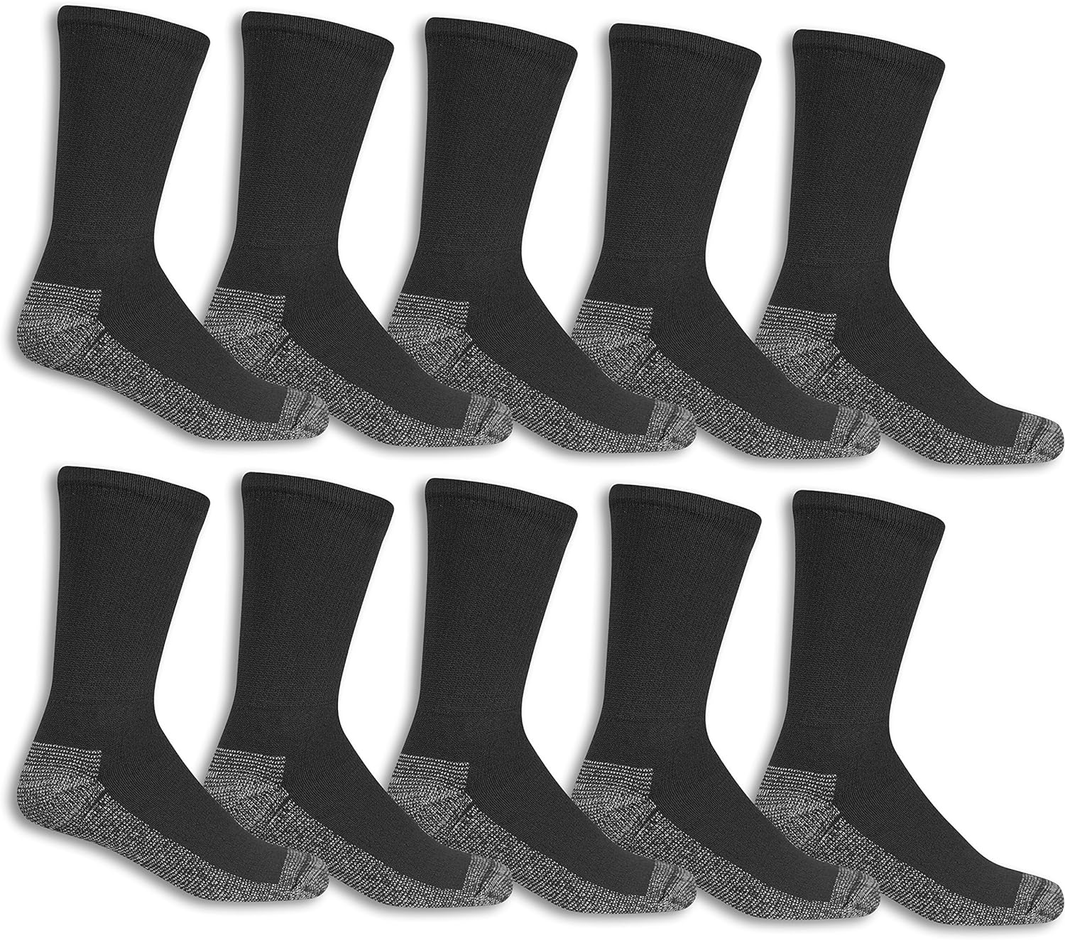 Fruit of the Loom Men' Cushioned Durable Cotton Work Gear Socks with Moisture Wicking