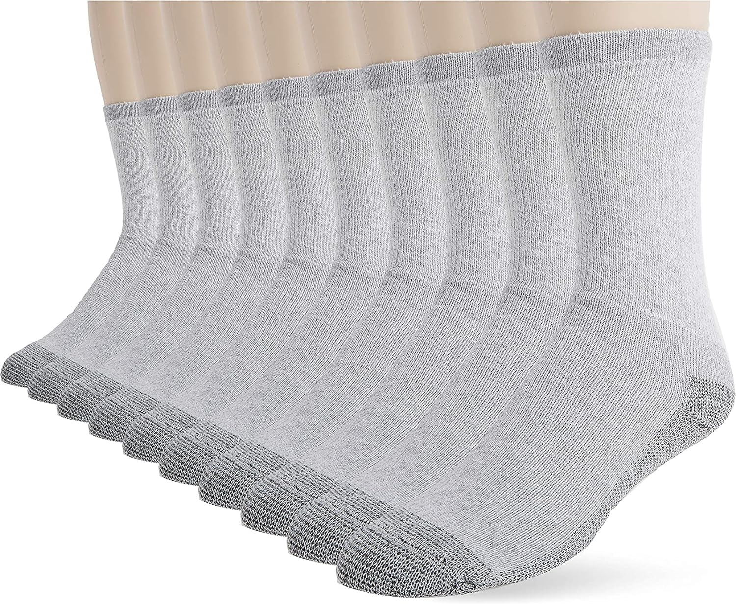 Fruit of the Loom mens Cushioned Durable Cotton Work Gear With Moisture Wicking Over the Calf Casual Sock 10 Pair Pack, Grey, 6-12 US