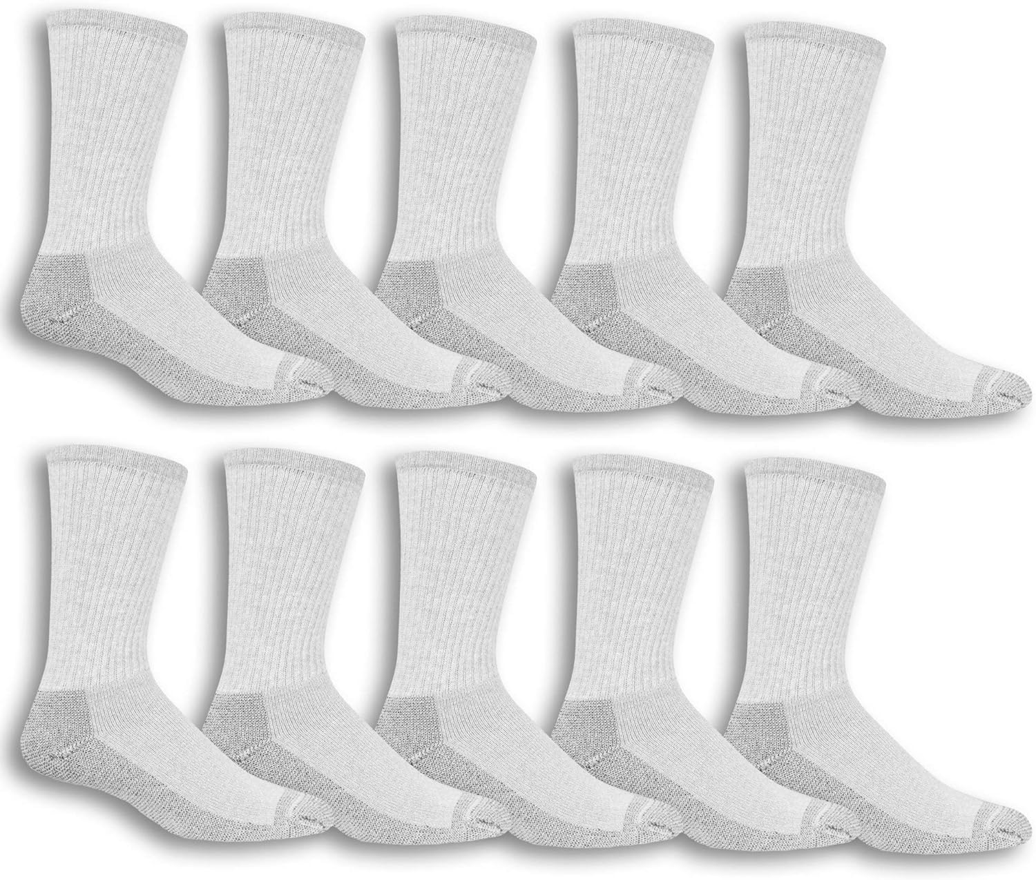 Fruit of the Loom Men' Cushioned Durable Cotton Work Gear Socks with Moisture Wicking