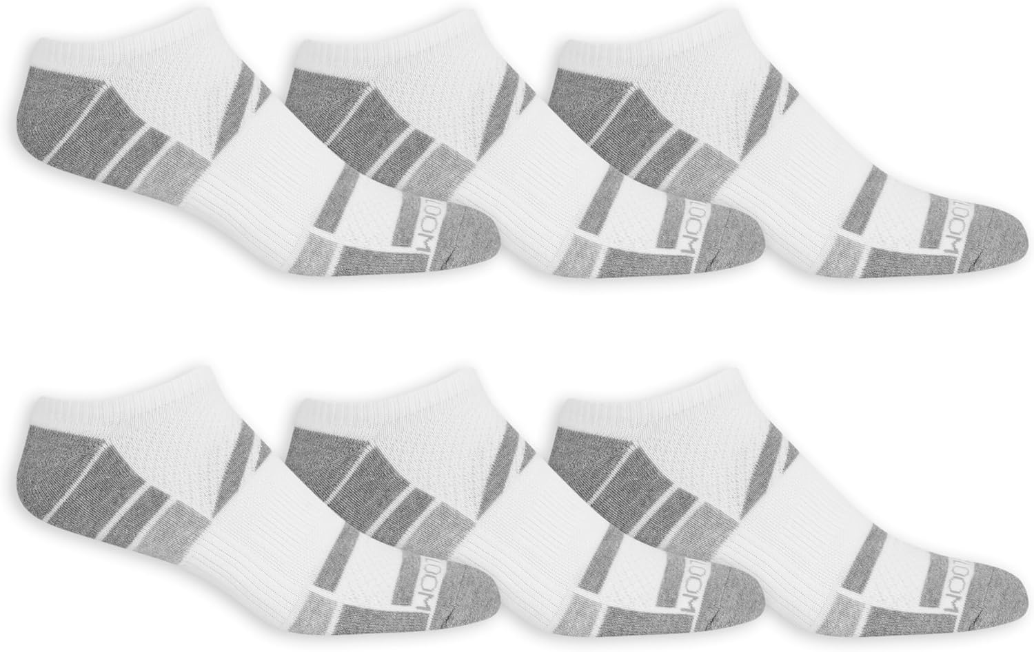 Fruit of the Loom Men' Breathable Performance Cushioned Socks-6 Pair Pack, White, Shoe Size : 6-12