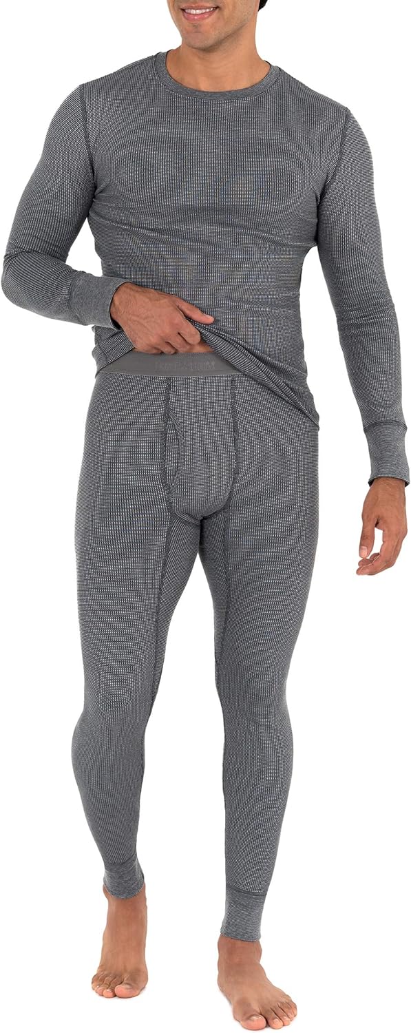 Fruit of the Loom Men' Recycled Waffle Thermal Underwear Set (Top and Bottom)