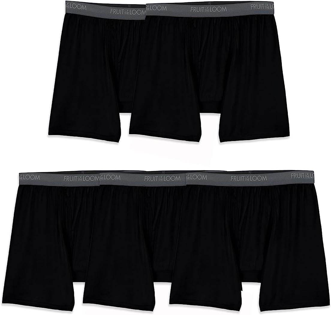 Fruit of the Loom Men' 360 Stretch Boxer Briefs (Quick Dry & Moisture Wicking)