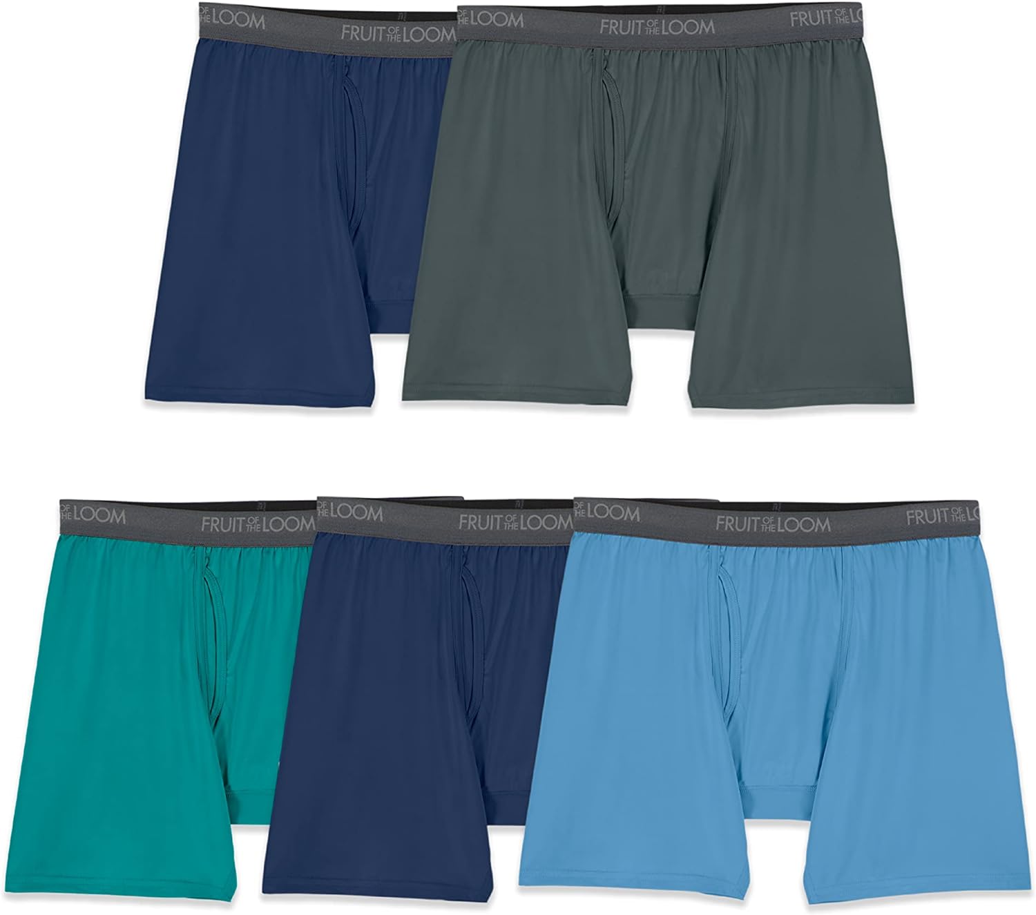 Fruit of the Loom Men' 360 Stretch Boxer Briefs (Quick Dry & Moisture Wicking)
