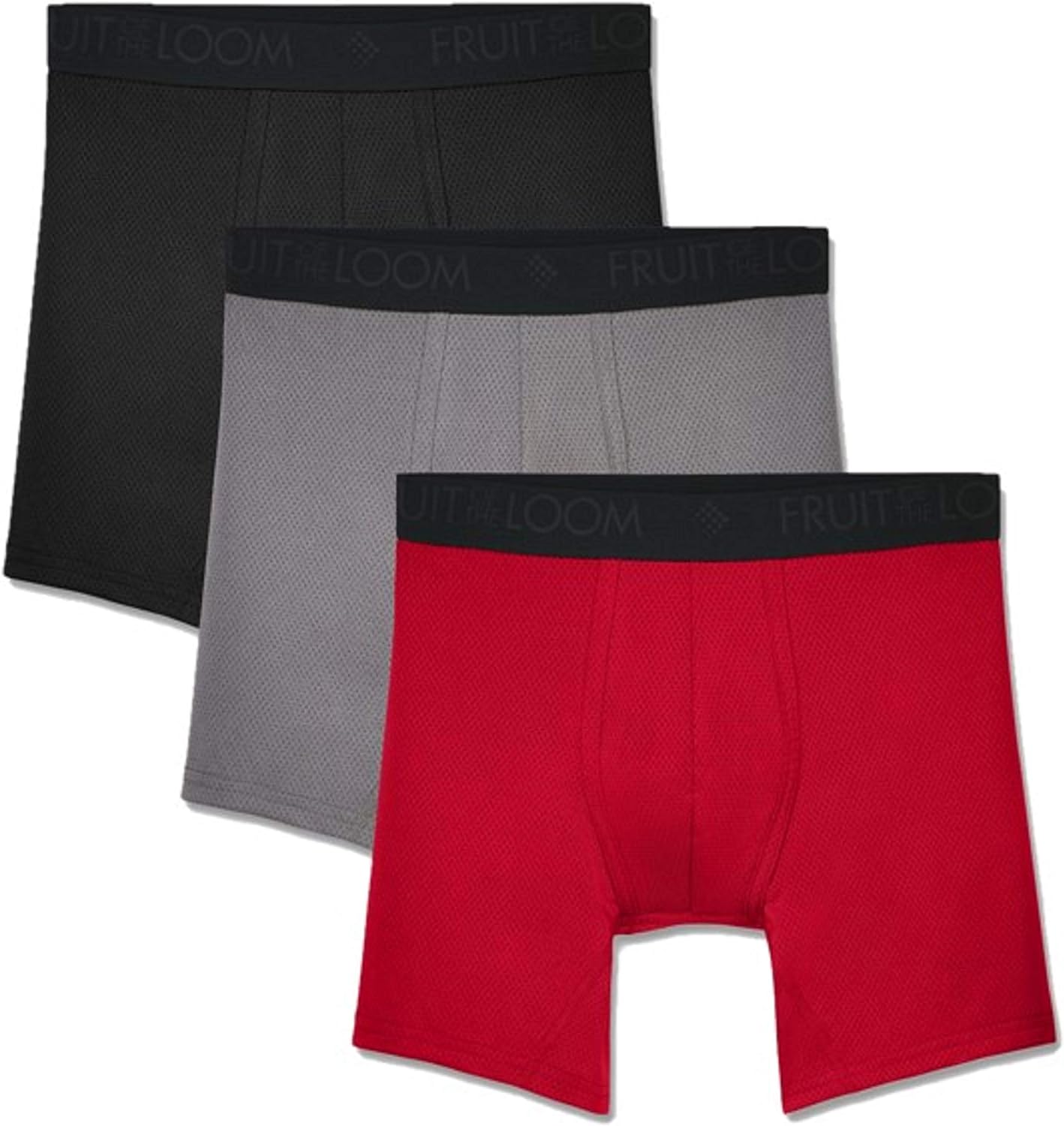 Fruit of the Loom Men' Breathable Boxer Briefs, Moisture Wicking Underwear, Assorted Color Multipacks