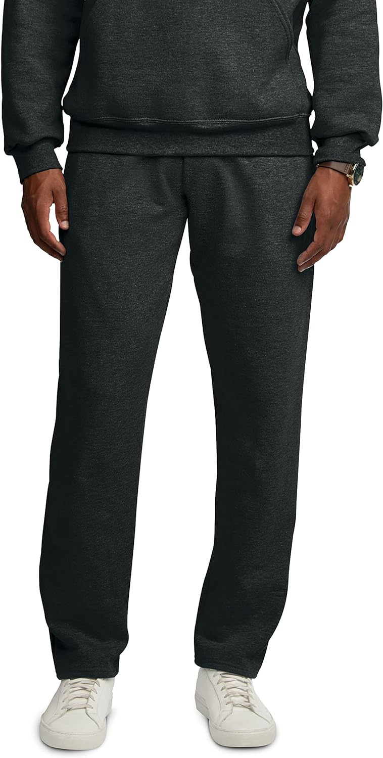 Fruit of the Loom Men' Eversoft Fleece Open Bottom Sweatpants with Pockets, Relaxed Fit, Moisture Wicking, Breathable