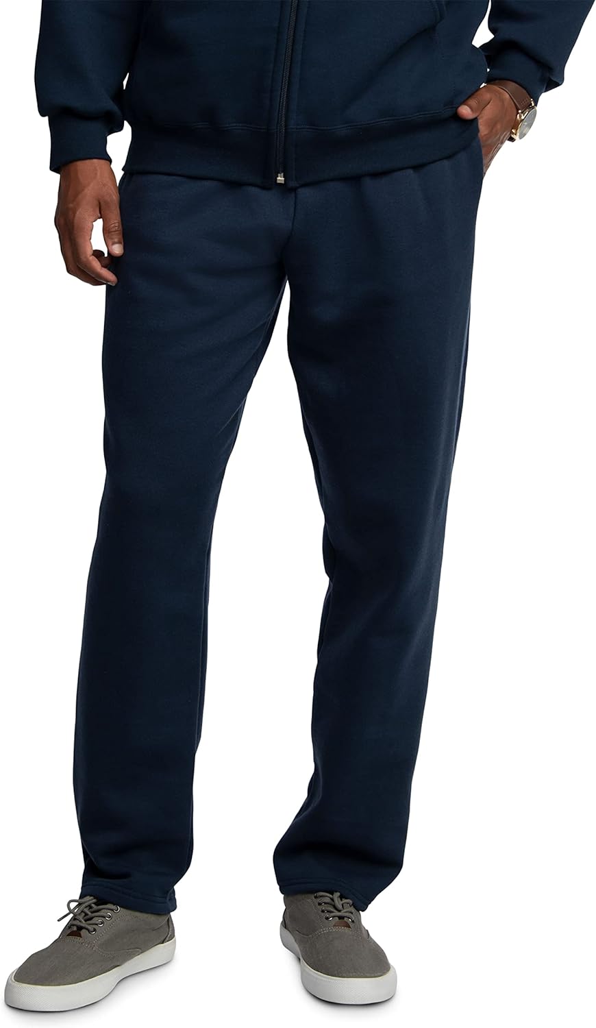 Fruit of the Loom Men' Eversoft Fleece Open Bottom Sweatpants with Pockets, Relaxed Fit, Moisture Wicking, Breathable