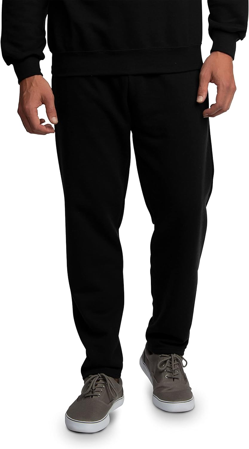 Fruit of the Loom Men' Eversoft Fleece Open Bottom Sweatpants with Pockets, Relaxed Fit, Moisture Wicking, Breathable