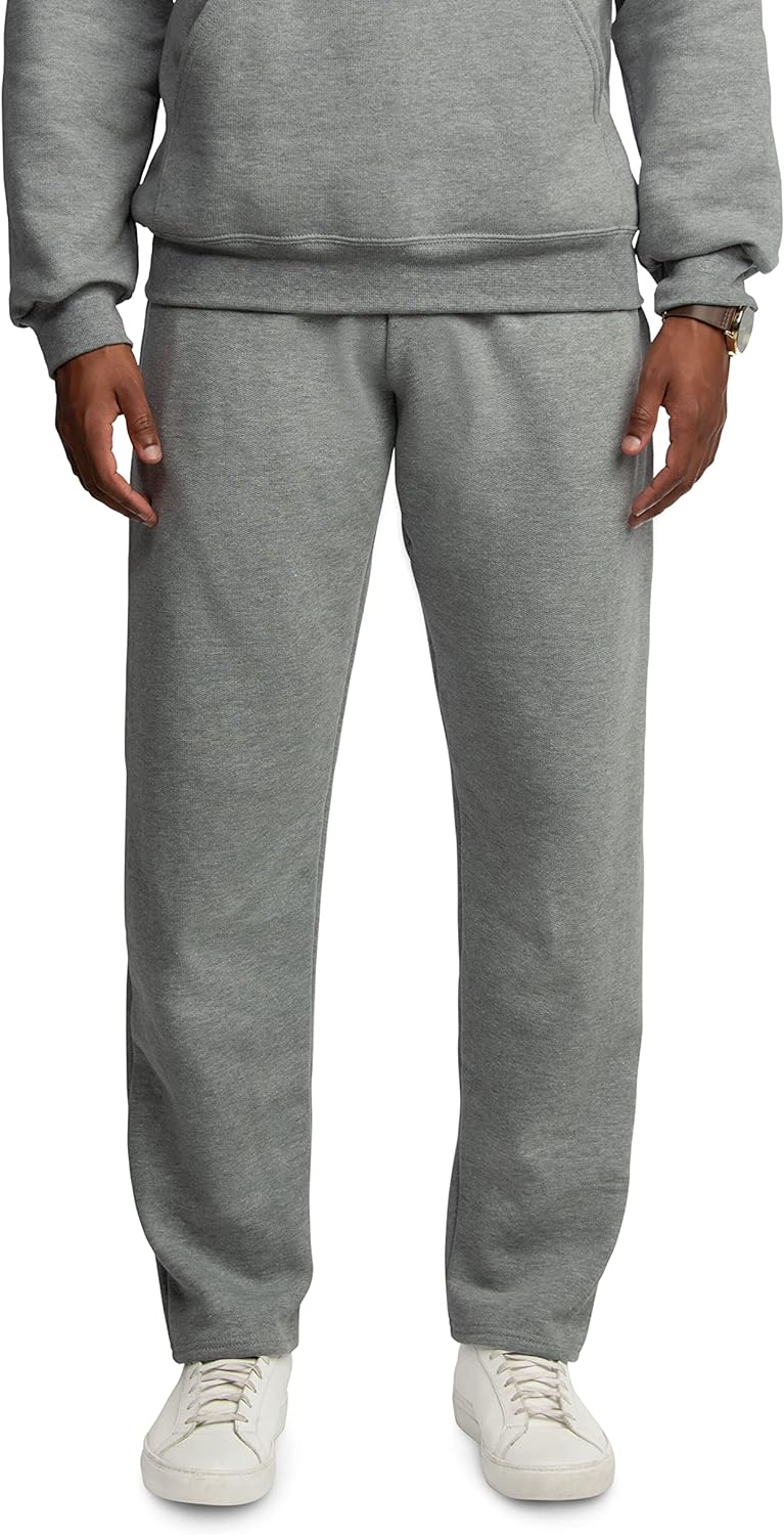 Fruit of the Loom Men' Eversoft Fleece Open Bottom Sweatpants with Pockets, Relaxed Fit, Moisture Wicking, Breathable