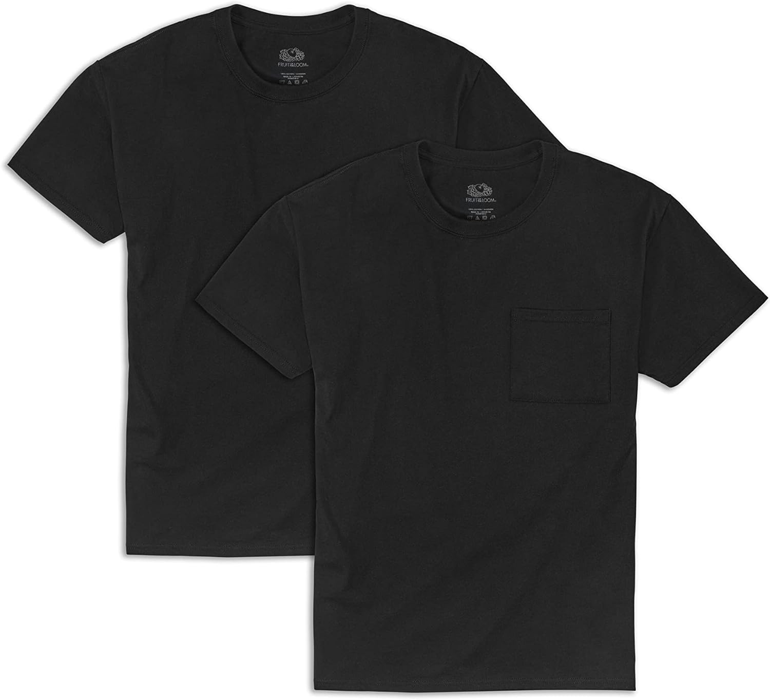 Fruit of the Loom Men' Eversoft Cotton Short Sleeve Pocket T-Shirts, Breathable & Tag Free