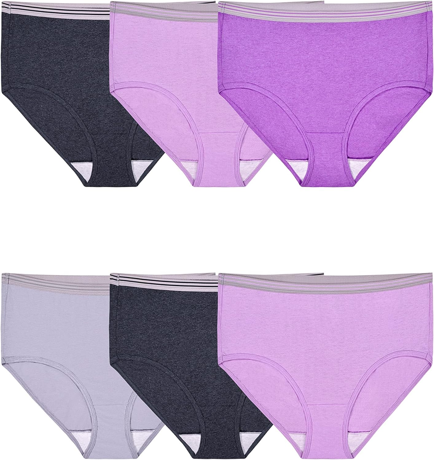 Fruit of the Loom Women' Eversoft Cotton Brief Underwear, Tag Free & Breathable, Available in Plus Size