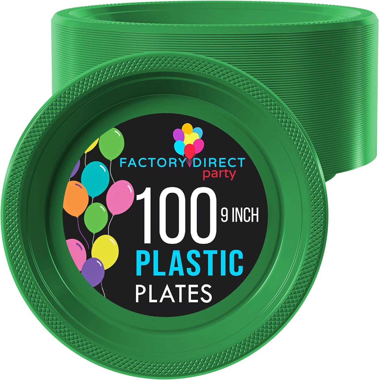 Exquisite Plastic Dessert/Salad Plates - Solid Color Disposable Plates - 100 Count (9 Inch., Emerald Green)