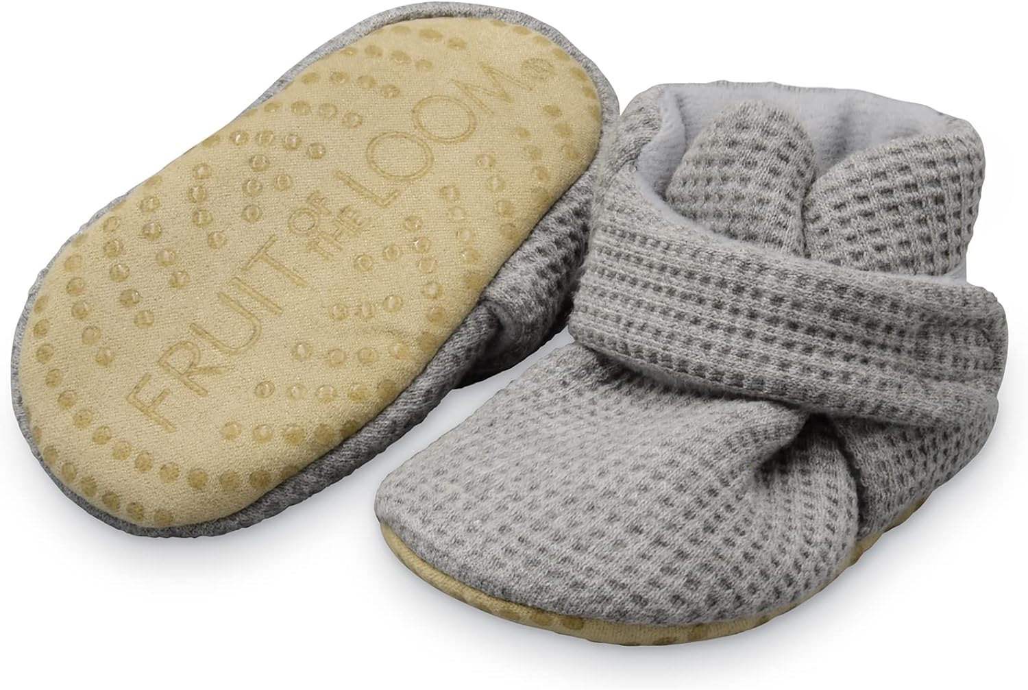 Fruit of the Loom Cozy Thermal Wrap Booties with Non-Skids for Baby Girls, Boys, Unisex