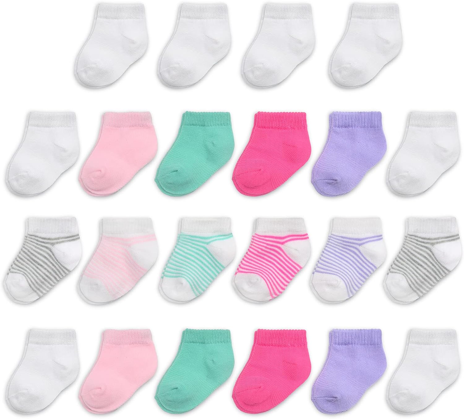 Fruit of the Loom Baby 22-Pack Grow & Fit Flex Zones Low Cut Stretch Socks - Unisex, Girls, Boys