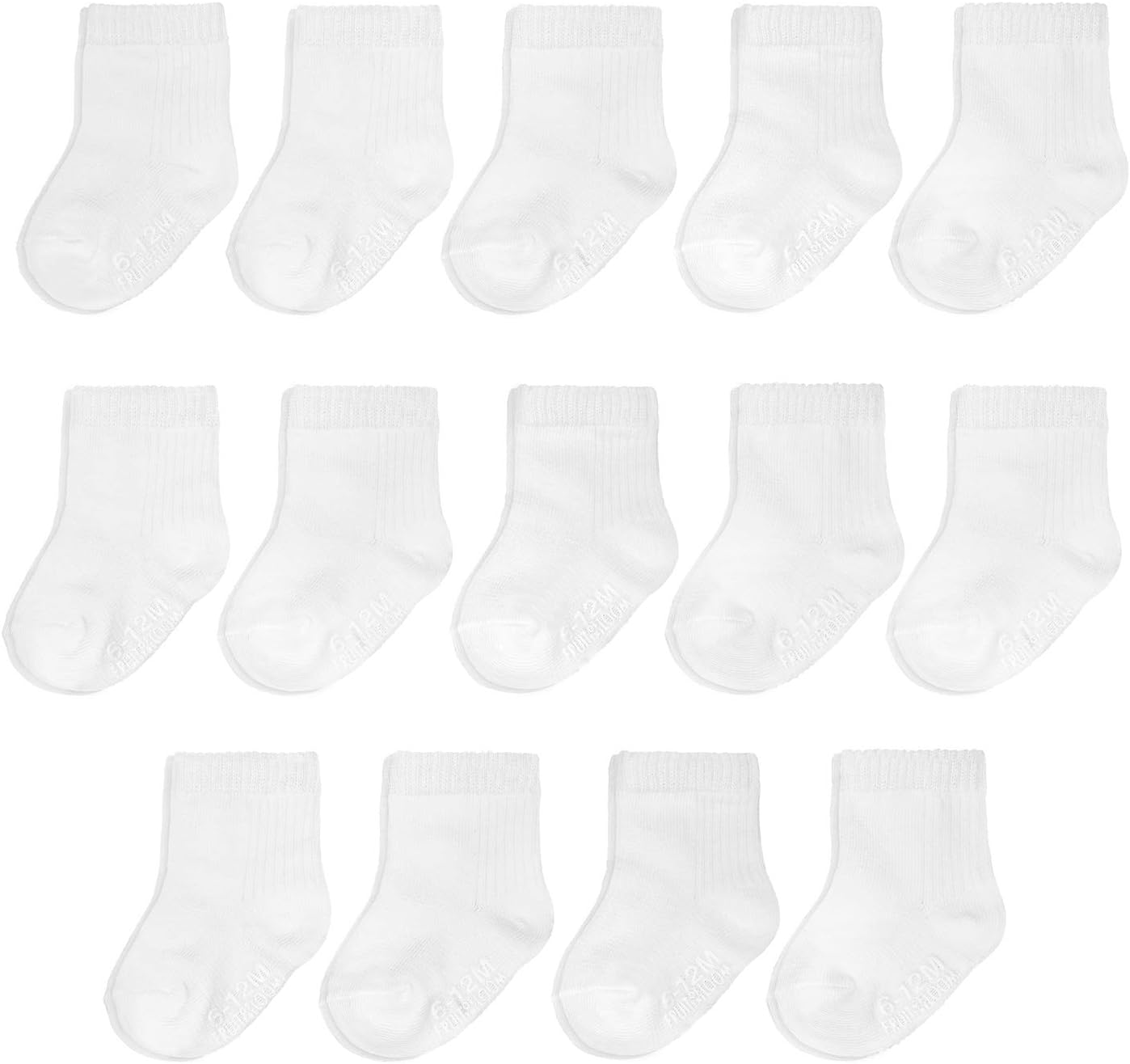 Fruit of the Loom Baby 14-Pack Grow & Fit Flex Zones Cotton Stretch Socks - Unisex, Girls, Boys