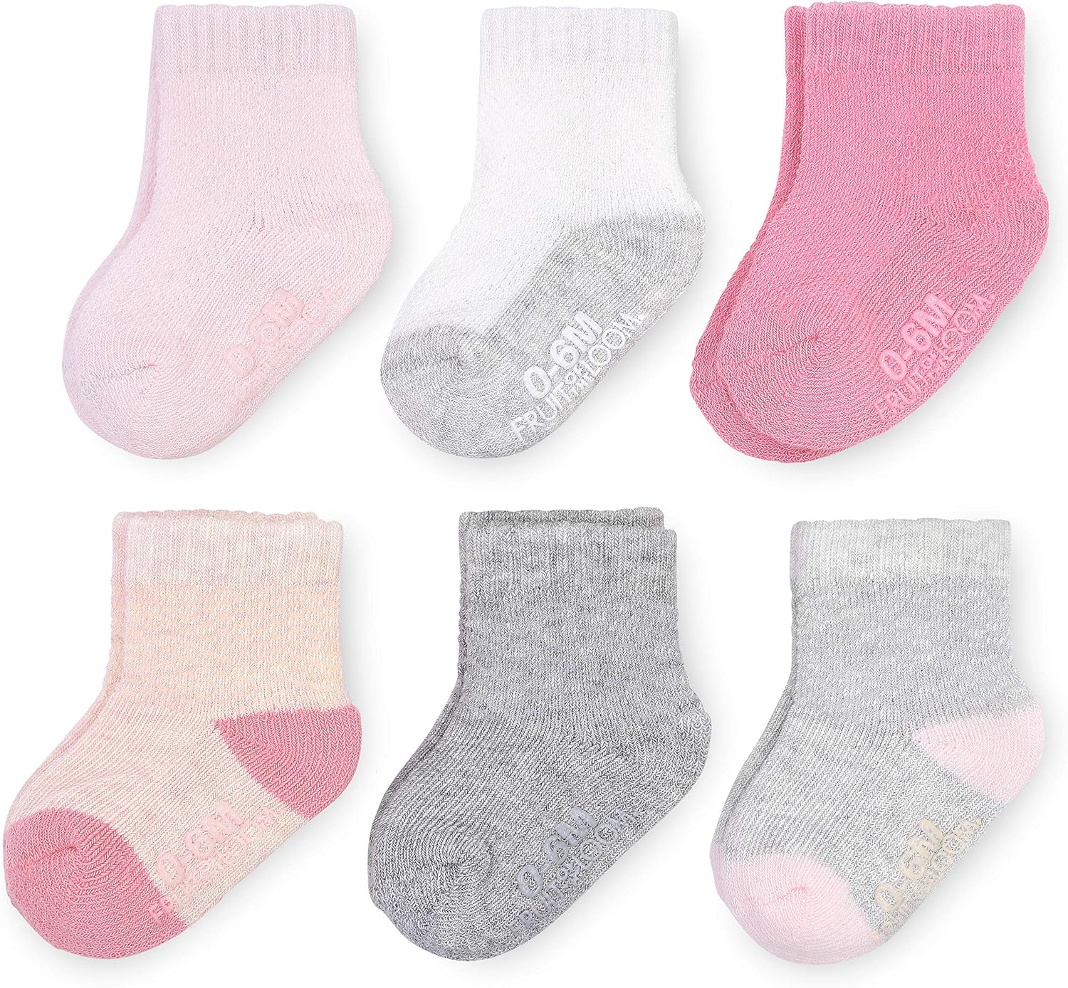 Fruit of the Loom Baby 6-Pack All Weather Crew-Length Socks, Mesh & Thermal Stretch - Unisex, Girls, Boys