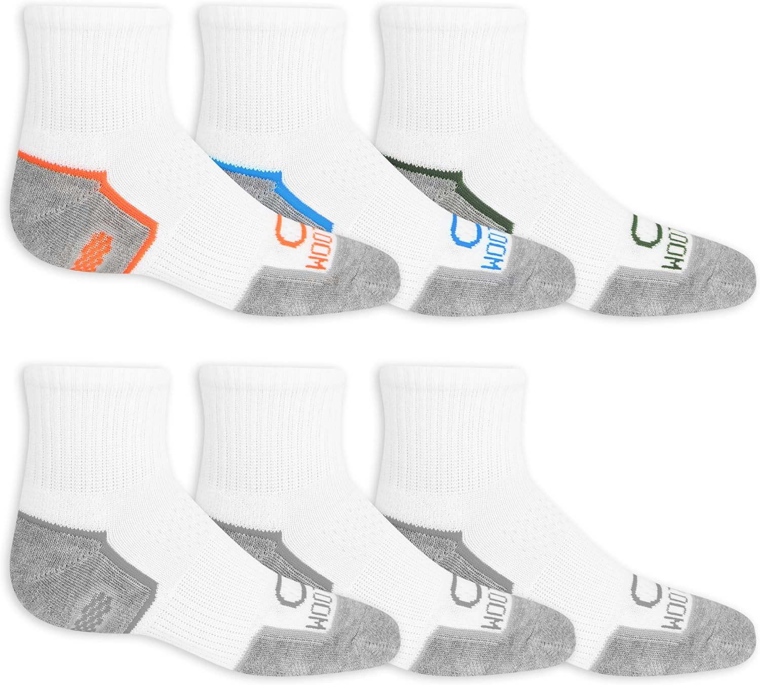 Fruit of the Loom boys Coolzone Cushioned - 6 Pair Pack Sock, White Assorted, 9-2.5 US