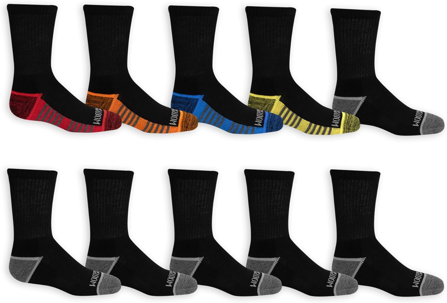 Fruit of the Loom Boys' Big Durable Cushion Crew Socks (10 Pack)