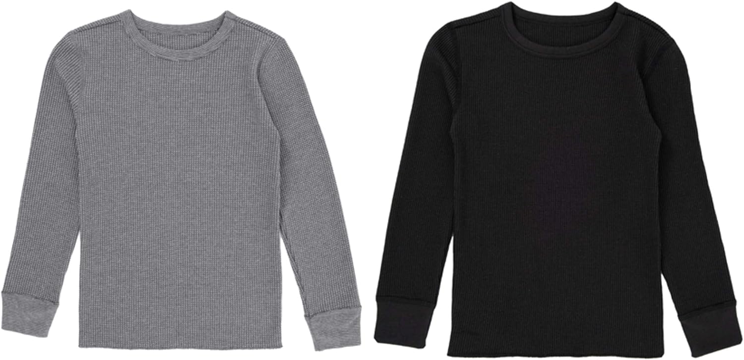 Fruit of the Loom Boys' Premium 2-Pack Thermal Waffle Crew Top