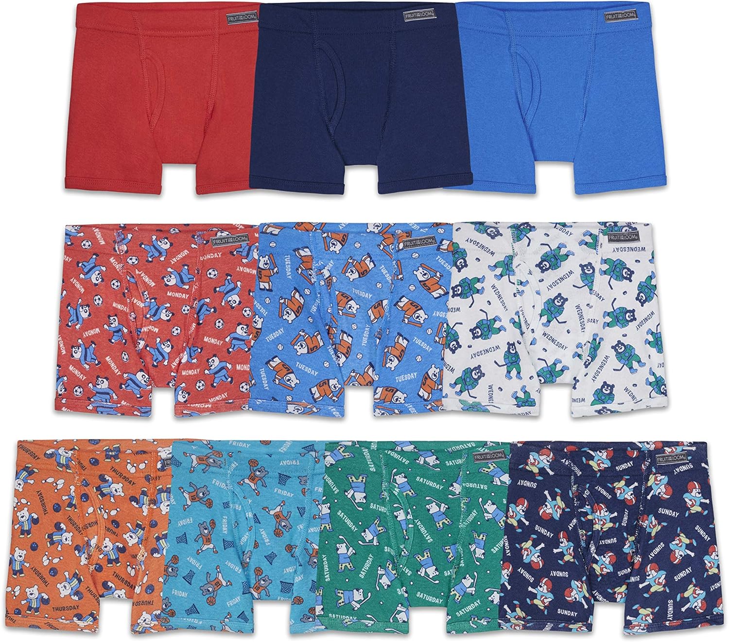 Fruit of the Loom Boys' and Toddler Boxer Briefs, Tag Free & Breathable Underwear, Assorted Color Multipacks