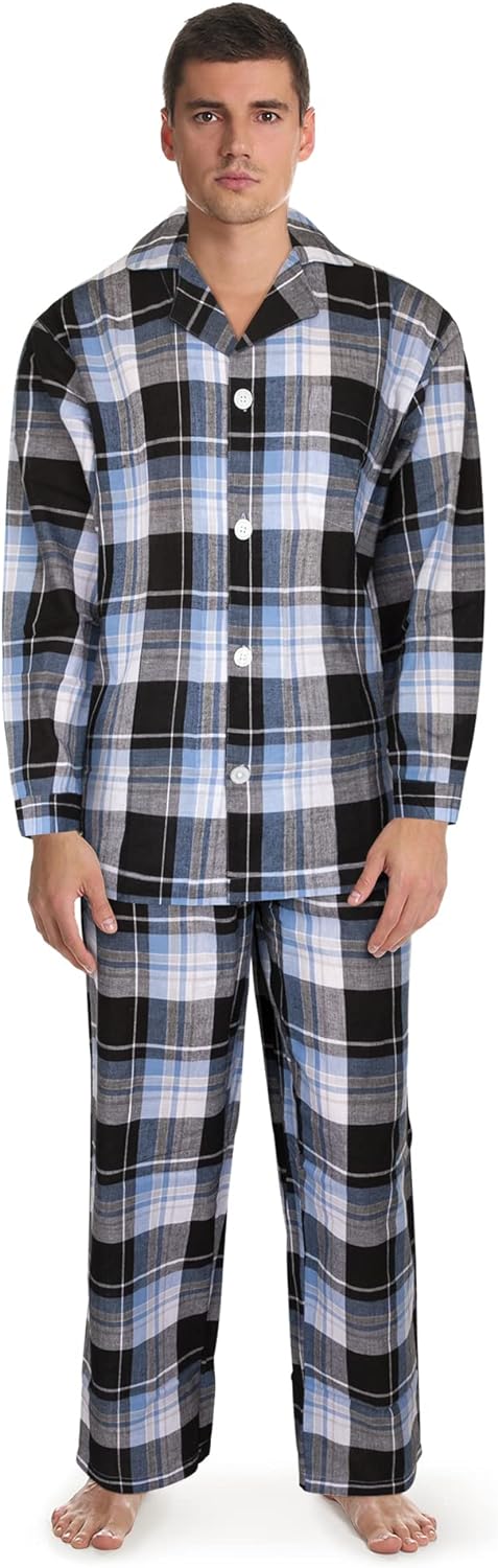 Fruit of the Loom Men' Long Sleeve Broadcloth Pajama Set