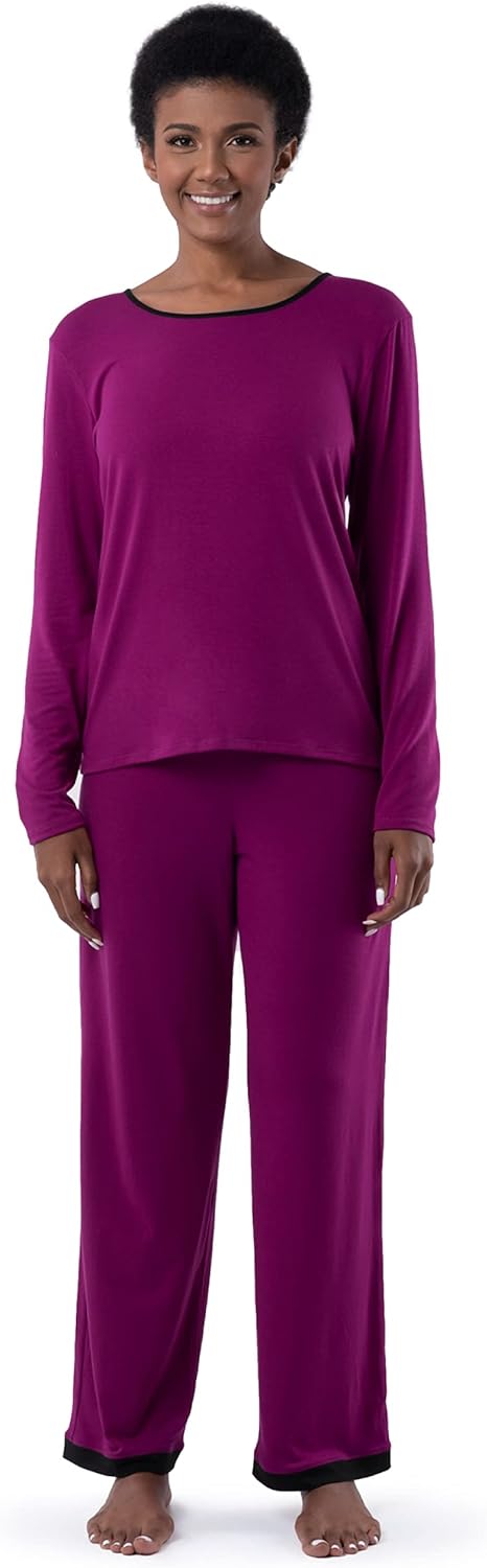 Fruit of the Loom Women' Long Sleeve Tee and Pant 2 Piece Sleep Set