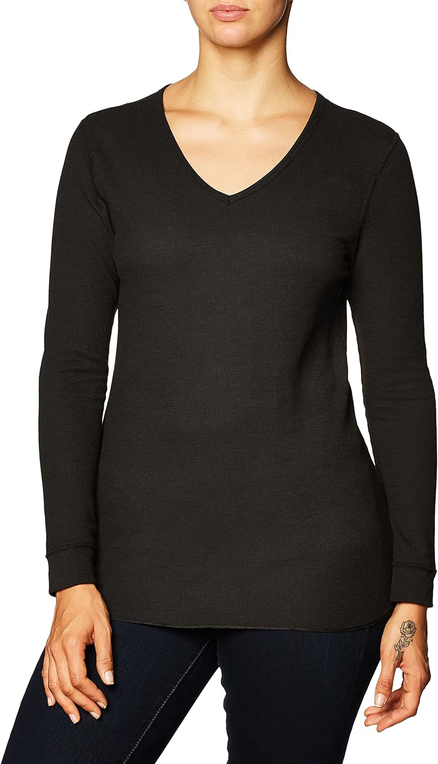 Fruit of the Loom Women' Micro Waffle Thermal V-Neck