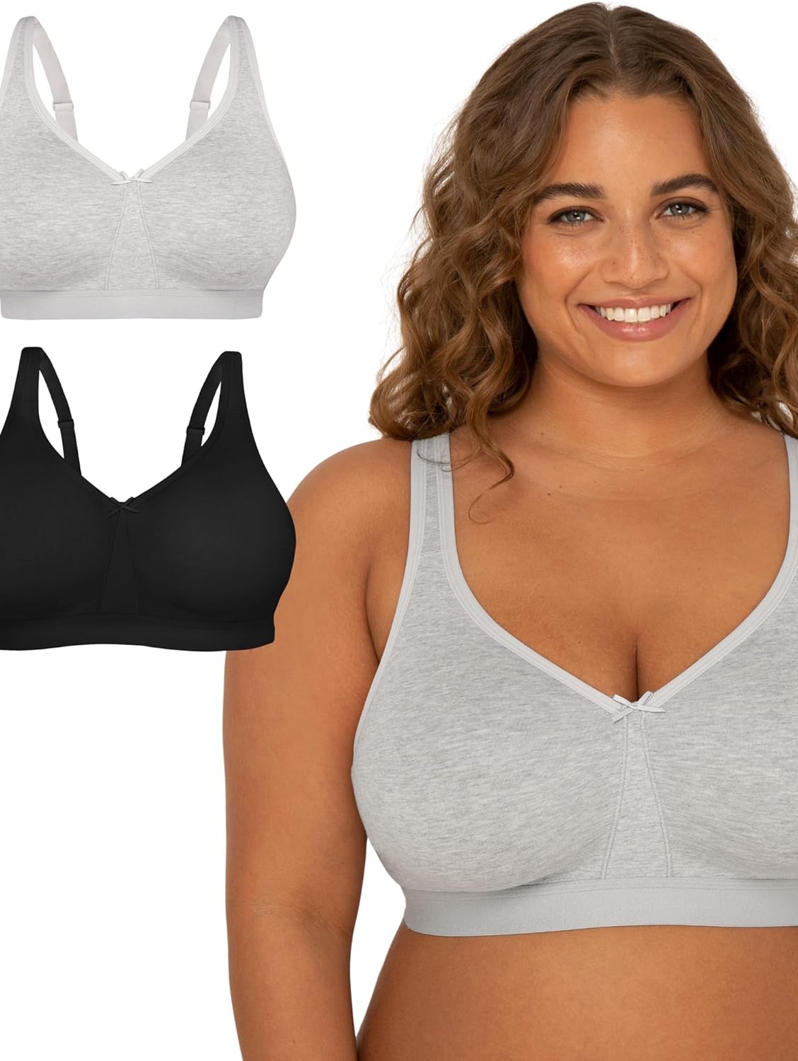 Fruit of the Loom Fit for Me Women' Plus-Size Wireless Cotton Bra, Available in Multi Packs!