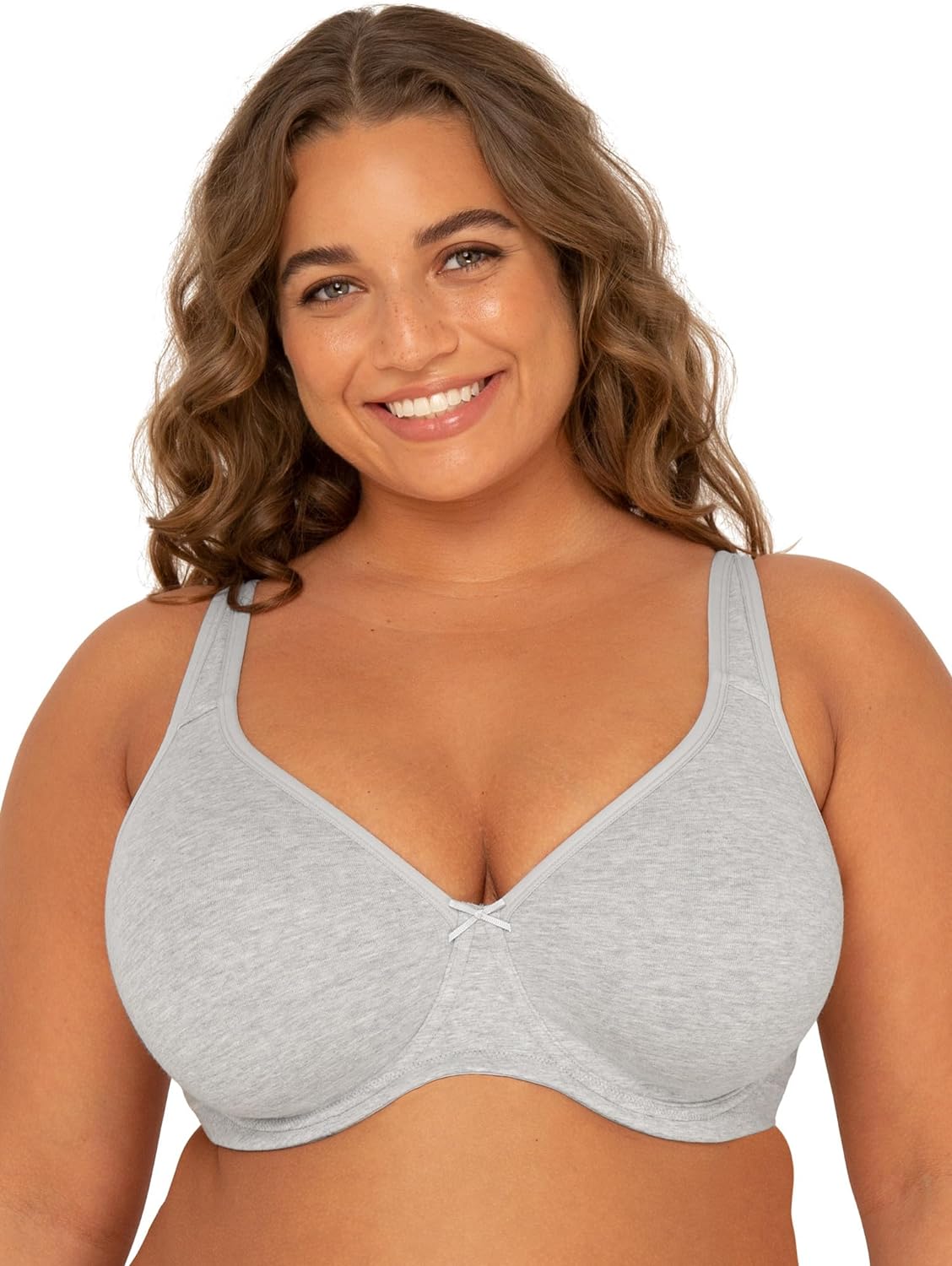 Fit For Me By Fruit of the Loom Women' Plus Size Cotton Unlined Underwire Bra-Pinch-Free Straps - Side and Back Smoothing