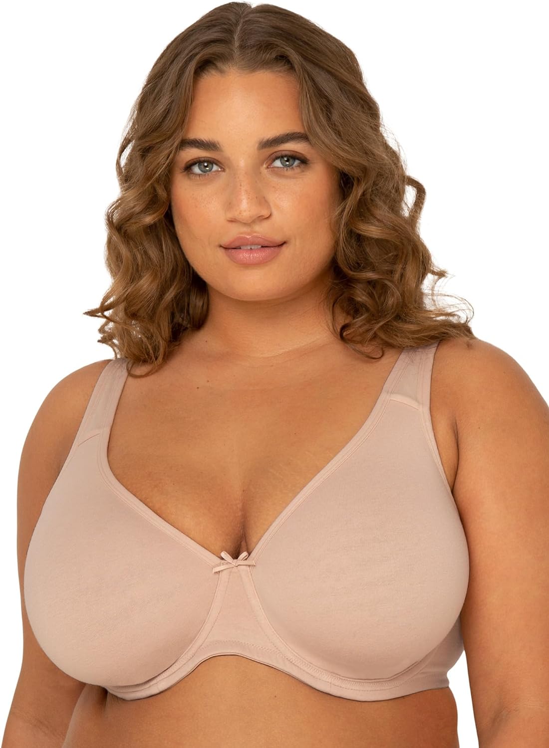 Fit For Me By Fruit of the Loom Women' Plus Size Cotton Unlined Underwire Bra-Pinch-Free Straps - Side and Back Smoothing