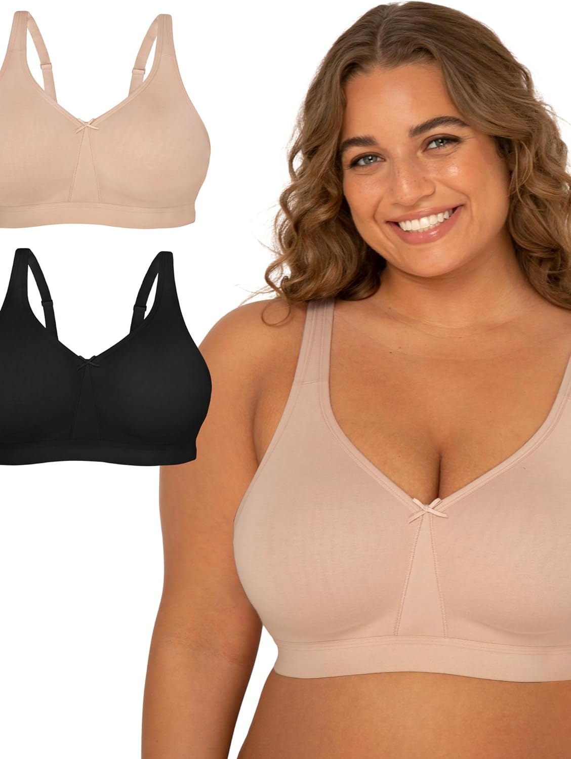 Fruit of the Loom Fit for Me Women' Plus-Size Wireless Cotton Bra, Available in Multi Packs!