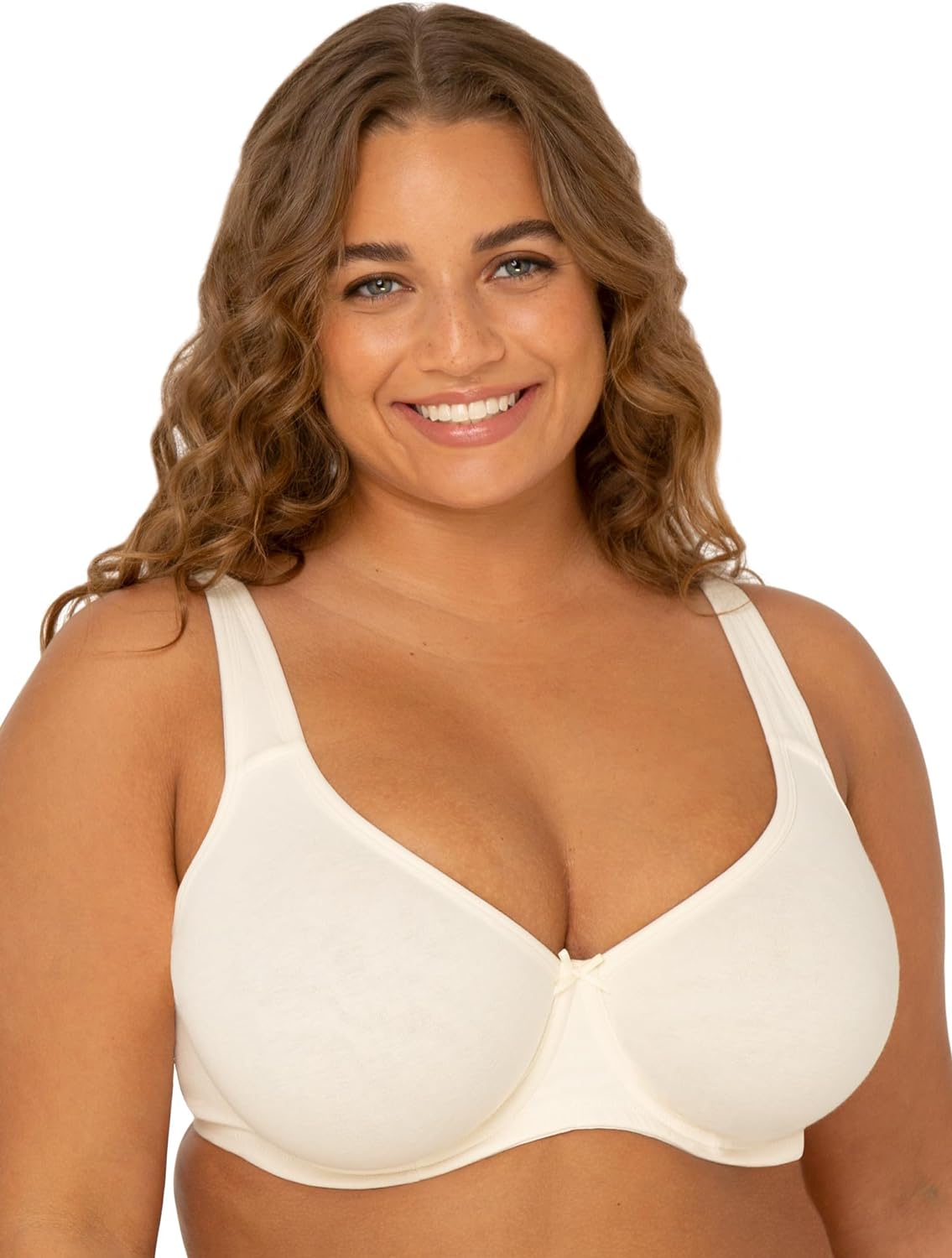 Fit For Me By Fruit of the Loom Women' Plus Size Cotton Unlined Underwire Bra-Pinch-Free Straps - Side and Back Smoothing