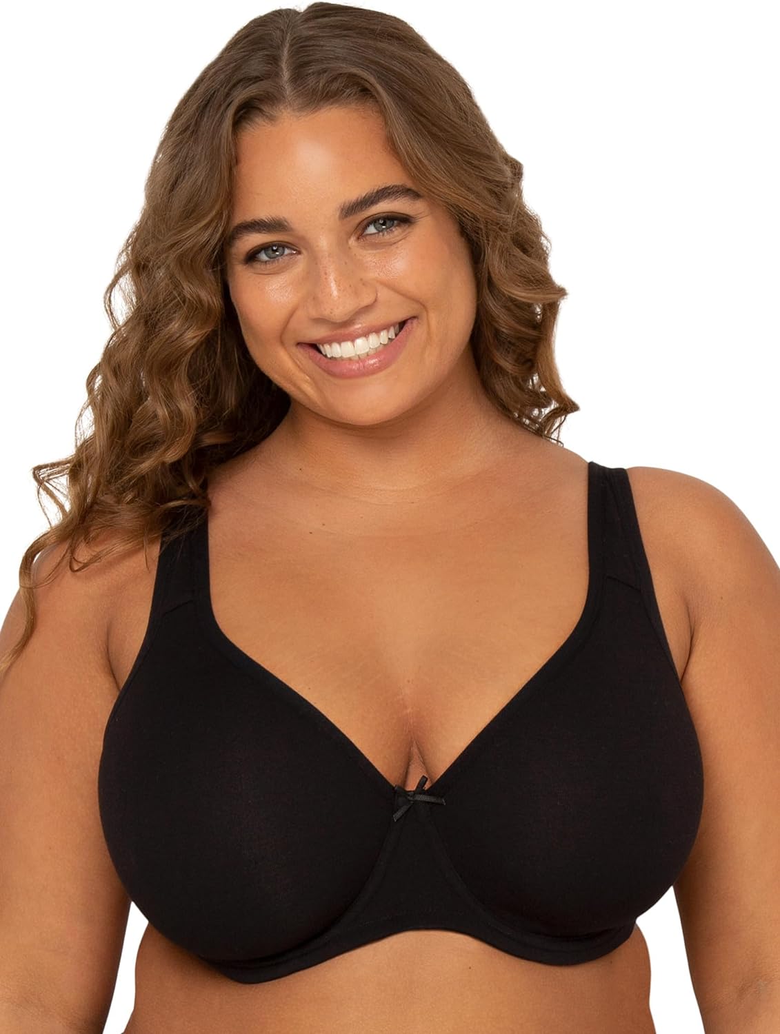 Fit For Me By Fruit of the Loom Women' Plus Size Cotton Unlined Underwire Bra-Pinch-Free Straps - Side and Back Smoothing