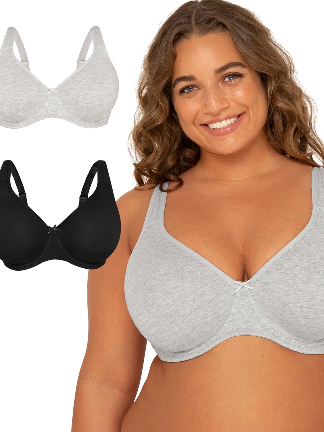 Fit For Me By Fruit of the Loom Women' Plus Size Cotton Unlined Underwire Bra-Pinch-Free Straps - Side and Back Smoothing