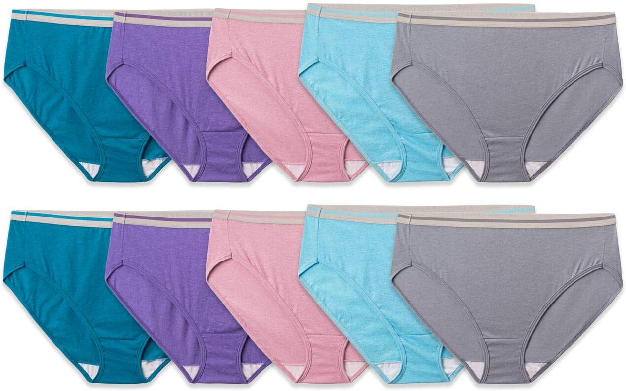 Fruit of the Loom Women' Eversoft Cotton Brief Underwear, Tag Free & Breathable, Available in Plus Size