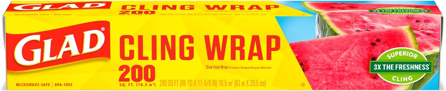 Glad ClingWrap Plastic Wrap - 200 Square Foot Roll (Package May Vary)