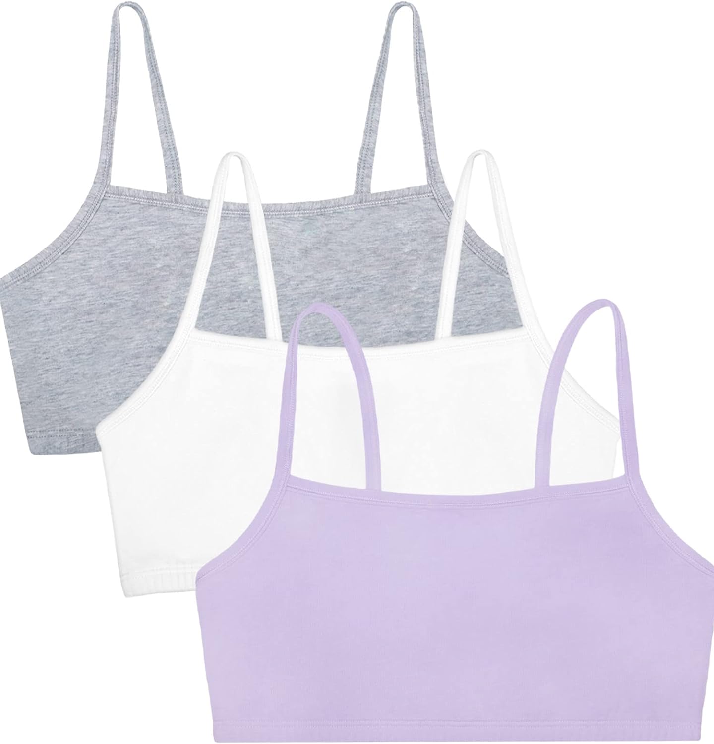 Fruit of The Loom Women' Spaghetti Strap Cotton Pull Over 3 Pack Sports Bra