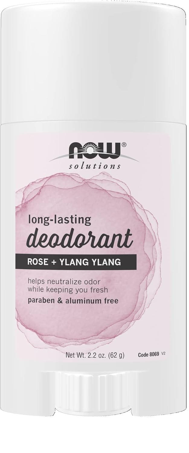 NOW Solutions, Long-Lasting Deodorant Stick, Rose and Ylang Ylang Scent, Odor Neutralizing and Keeps You Fresh, 2.2-Ounce