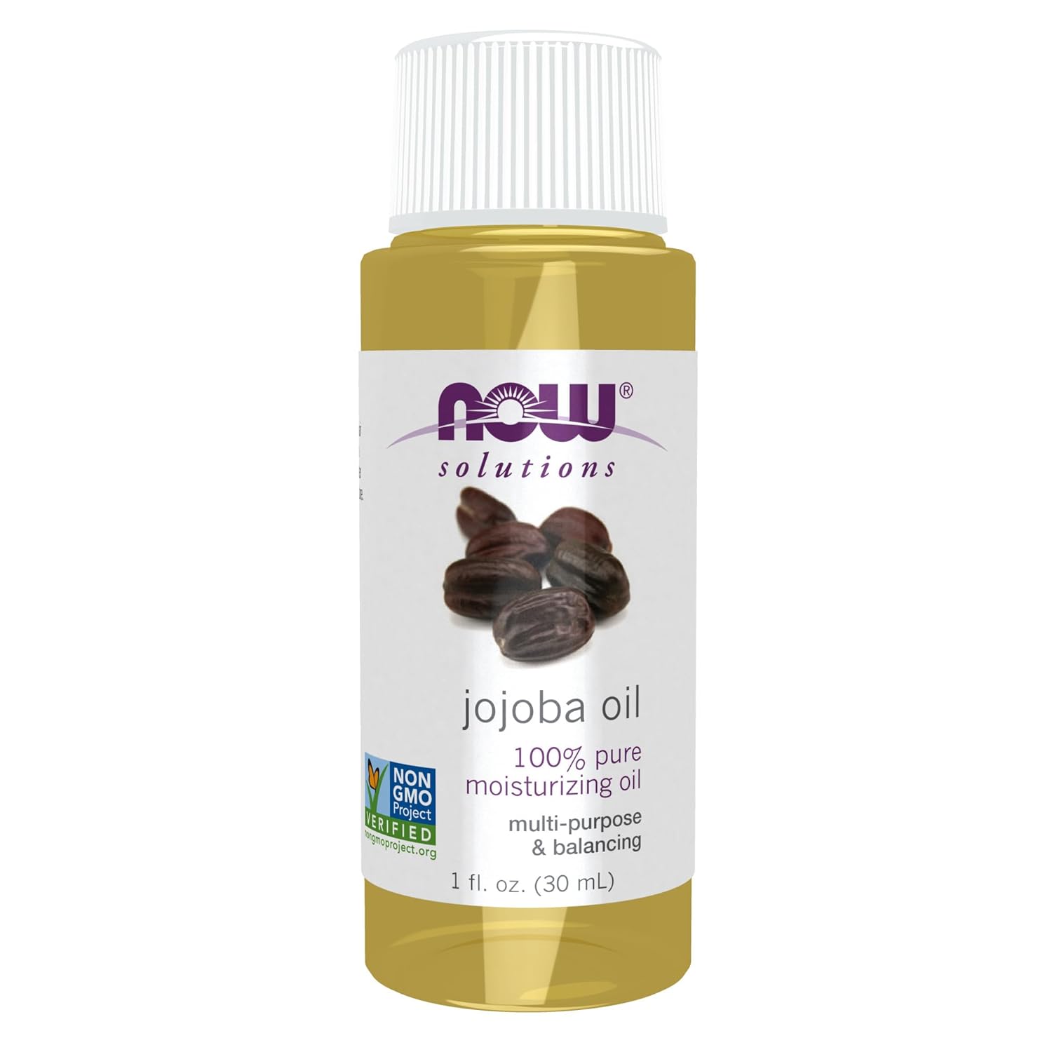 NOW Solutions, Jojoba Oil, 100% Pure Moisturizing, Multi-Purpose Oil for Face, Hair and Body, 1-Ounce