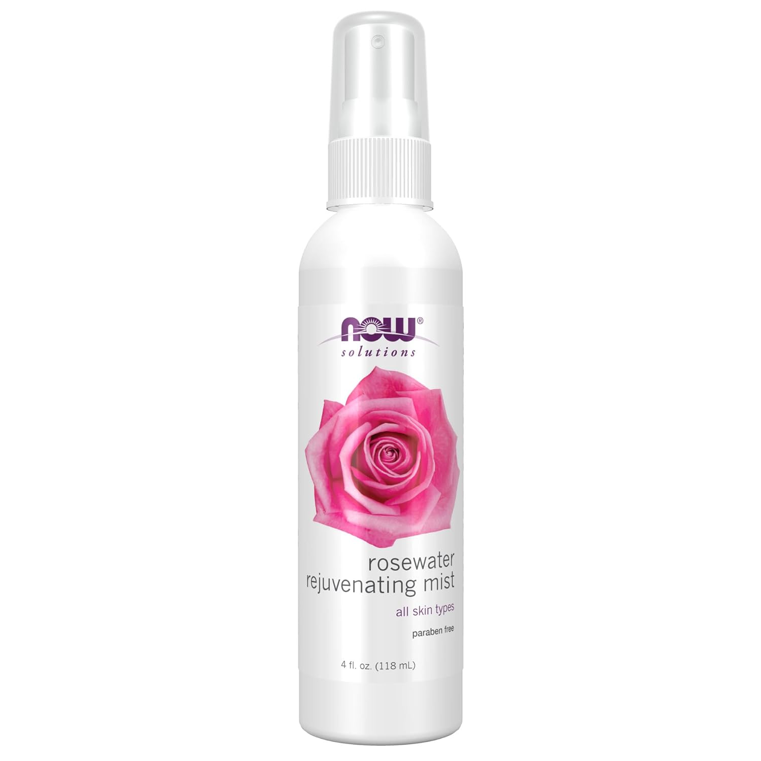 NOW Solutions Rosewater Rejuvenating Mist, Hydration and Rejuvenation Spray for All Skin and Hair Types, 4-Ounce