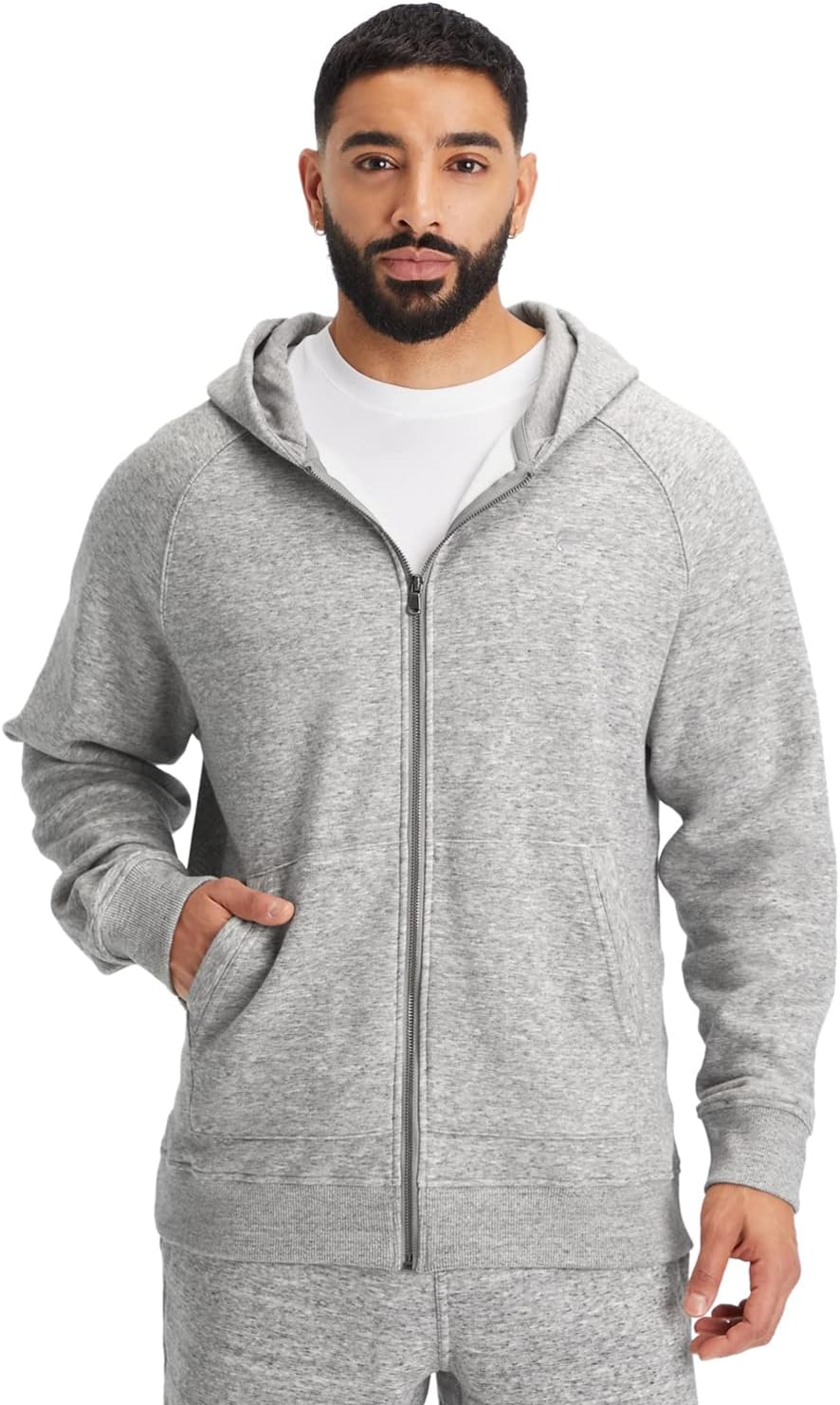 Fabletics Men' The Postgame Full Zip Hoodie, Sweatshirt, Cotton, Soft, 4-Way Stretch, Cozy Fleece