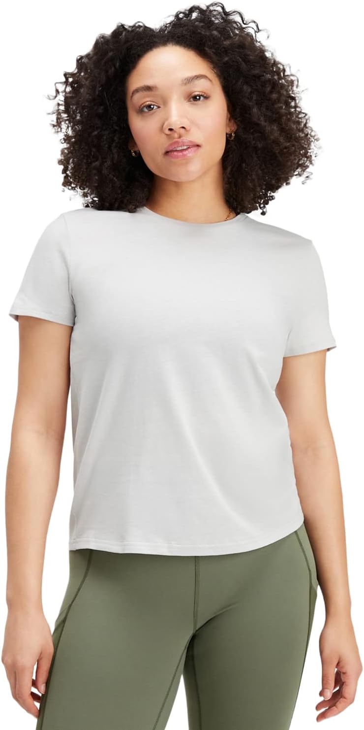 Fabletics Women' 100% Cotton Jersey Tee, Crew Neck, Relaxed Fit, Short Sleeve T-Shirt, Workout, Cotton Jersey