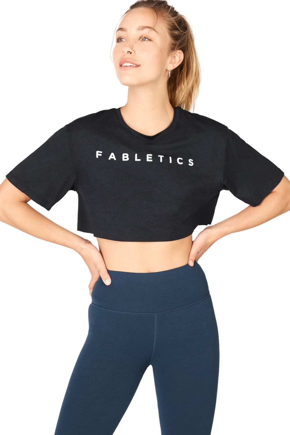 Fabletics Women' Dry-Flex Ultra-Cropped Short-Sleeve Tee, Workout, Yoga, Gym, Running