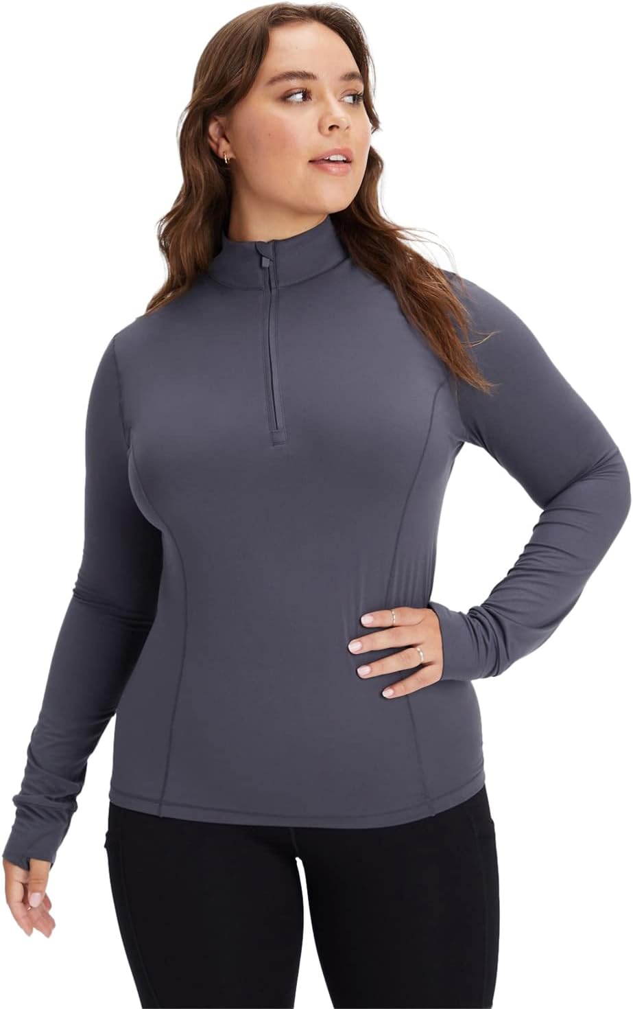 Fabletics Women' Phoenix Half Zip Mid-Layer, Running, Hiking, Activewear, Athletic, Track, Pullover, Zip Pocket, Knit