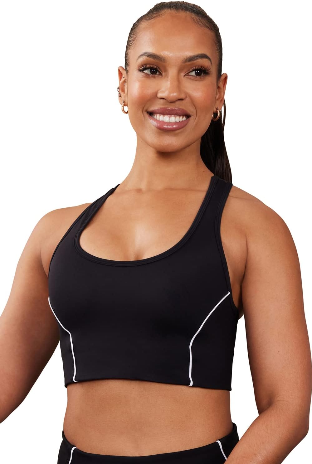 Fabletics Women' On-The-Go Midi Medium Impact Sports Bra, Workout, Yoga, Athletic, Fitness